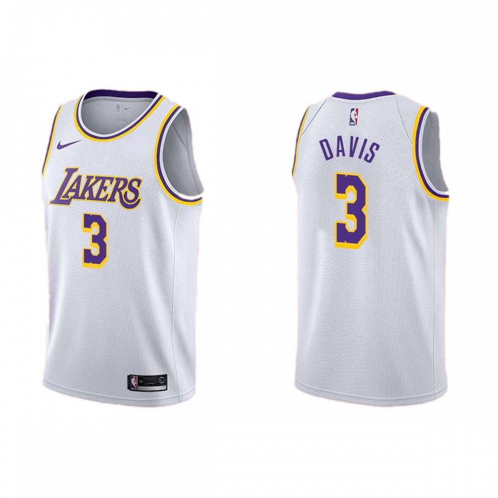 Men's Los Angeles Lakers Anthony Davis #3 White Swingman Jersey - Association Edition-Pro Kit Vault | Brand New 26/27 Sports Jerseys
